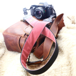 Pink Velvet and Leather Camera Strap