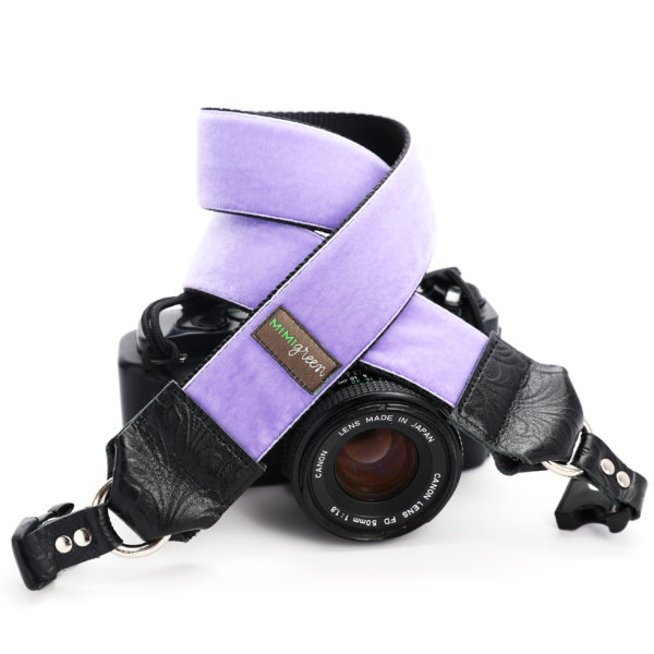 purple velvet camera strap
