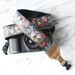 Grey floral camera strap for SLR