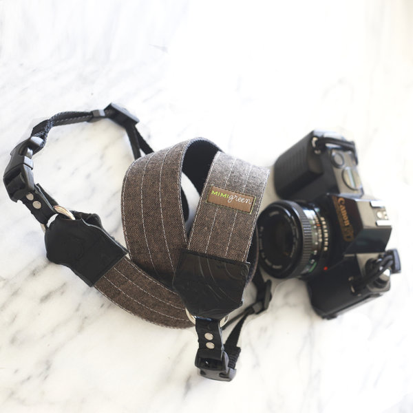 brown linen camera strap