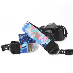 Blue floral camera strap